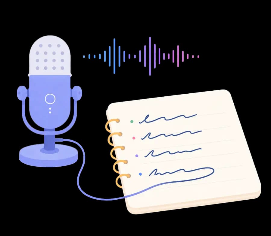 A microphone recording alongside a page of notes — CollaNote records audio as you write