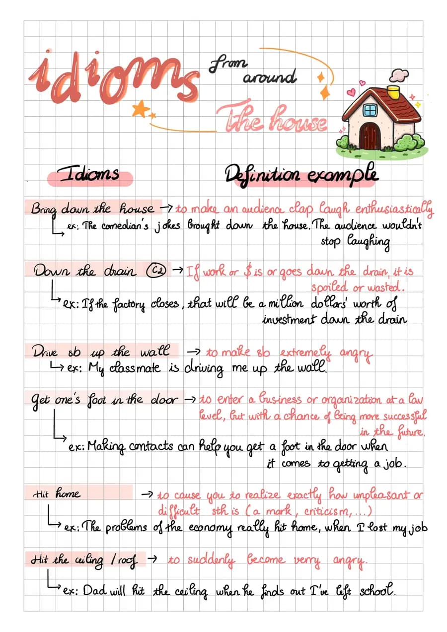 Household idioms — a handwritten english note made in CollaNote