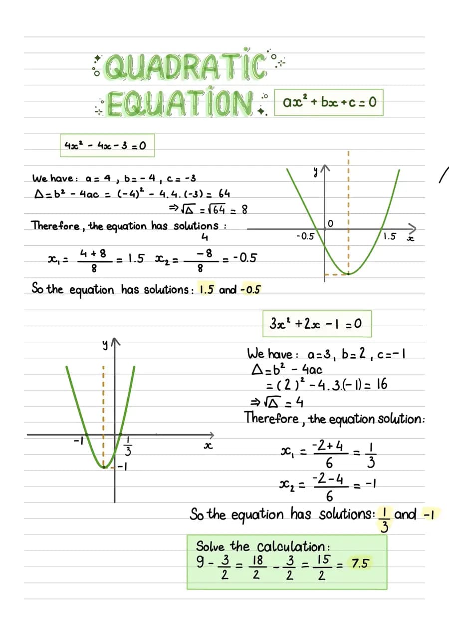 Quadratic equations — a handwritten maths note made in CollaNote