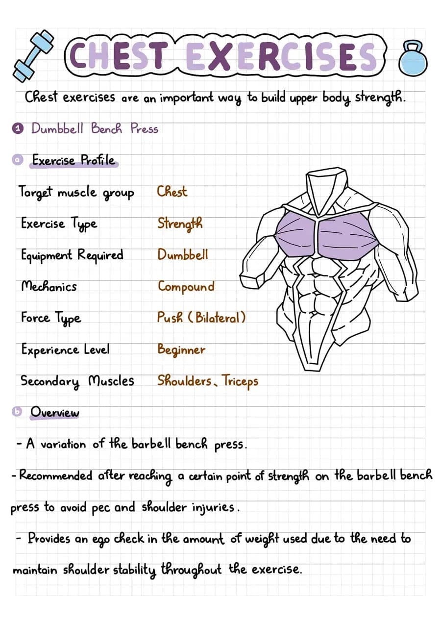 Chest exercises — a handwritten fitness note made in CollaNote